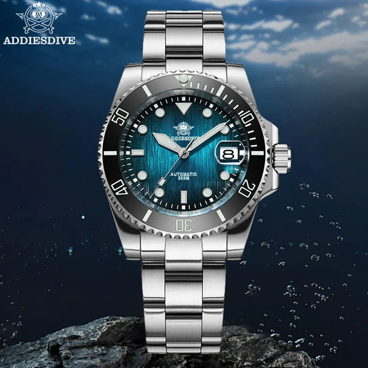 ADDIESDIVE NEW Diving Automatic Mechanical Watch Sapphire Glass Luminous Watches Ceramic Bezel Sunburst Dial Clock reloj hombre